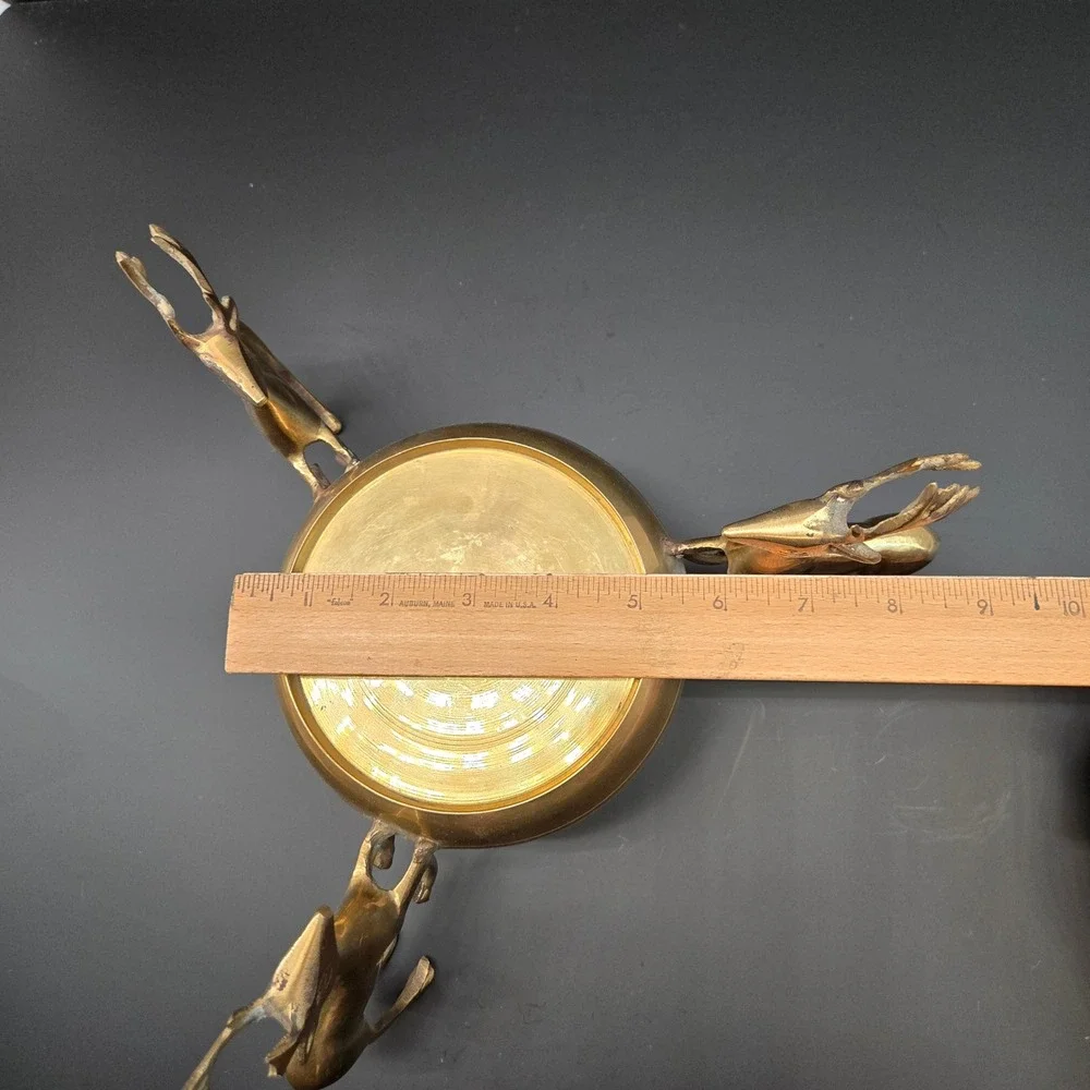 India Exotics Inc Vintage Solid Brass Reindeer Centerpiece Bowl Candle Holder‎